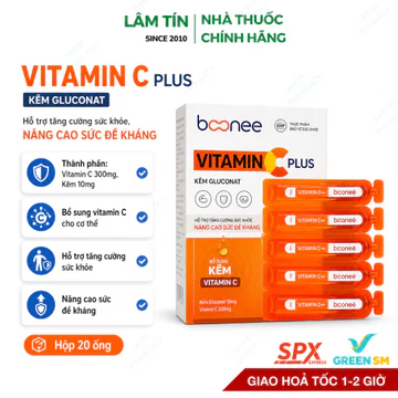 Vitamin C Plus siro ống uống bổ sung vitamin c và kẽm giúp tăng đề kháng Kẽm cho bé Hộp 20 ống