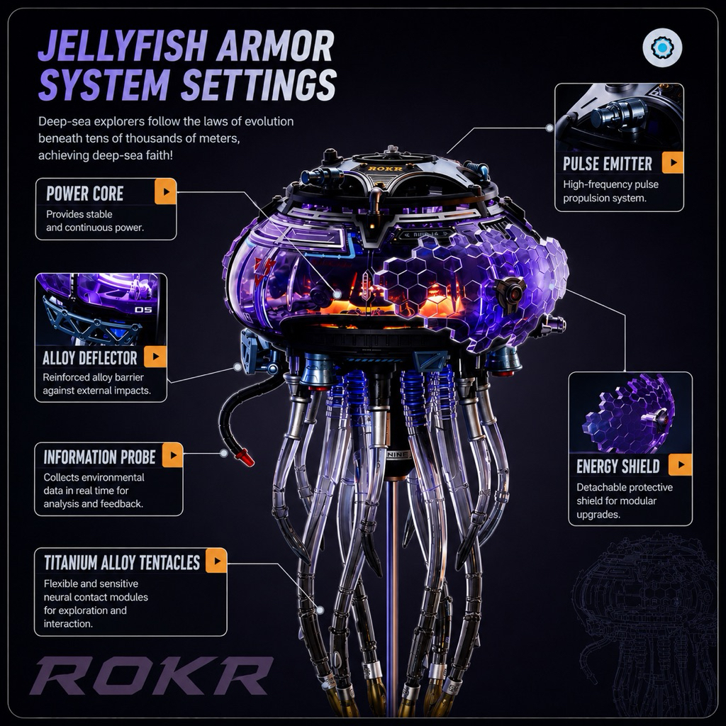 Mô hình lắp ráp DIY ROKR MI09 Jellyfish | Mô hình lắp ráp cơ khí 3D Sứa chuyển động đèn Led | Decor Quà tặng trang trí | BigBuy360 - bigbuy360.vn