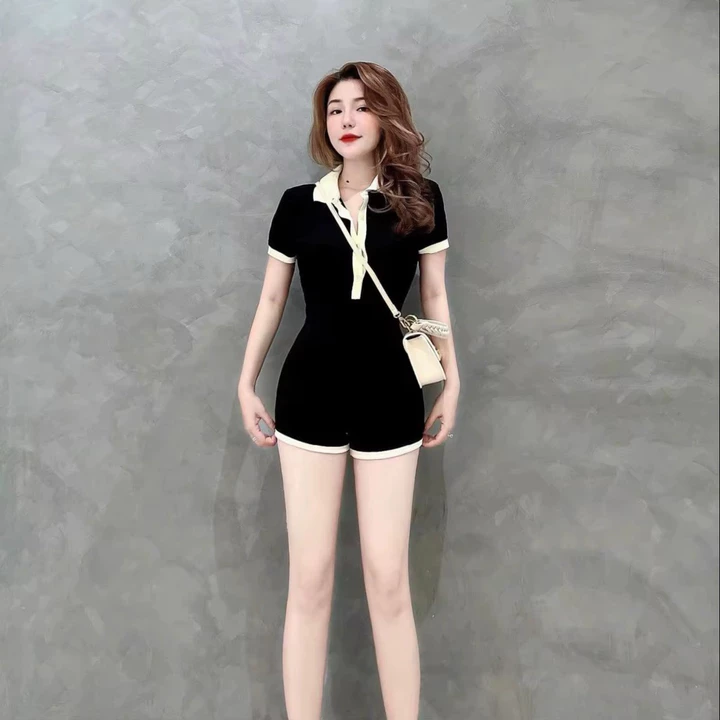Jumpsuit Body, Jumsuit Đùi Cổ Trụ, Có Viền, Jumsuit Cho Nữ