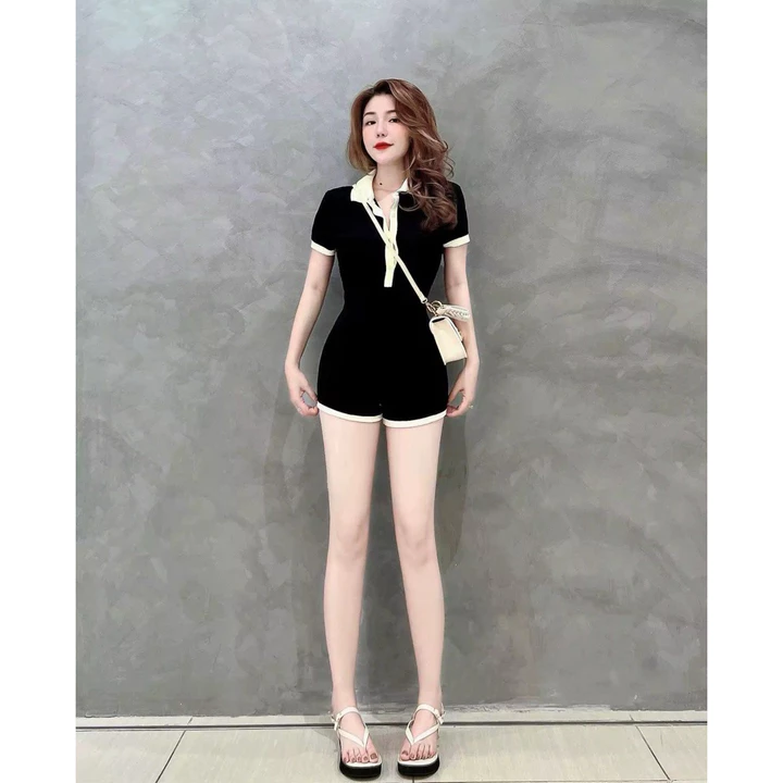 Jumpsuit Body, Jumsuit Đùi Cổ Trụ, Có Viền, Jumsuit Cho Nữ