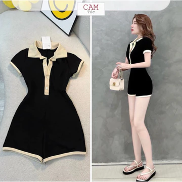 Jumpsuit Body, Jumsuit Đùi Cổ Trụ, Có Viền, Jumsuit Cho Nữ