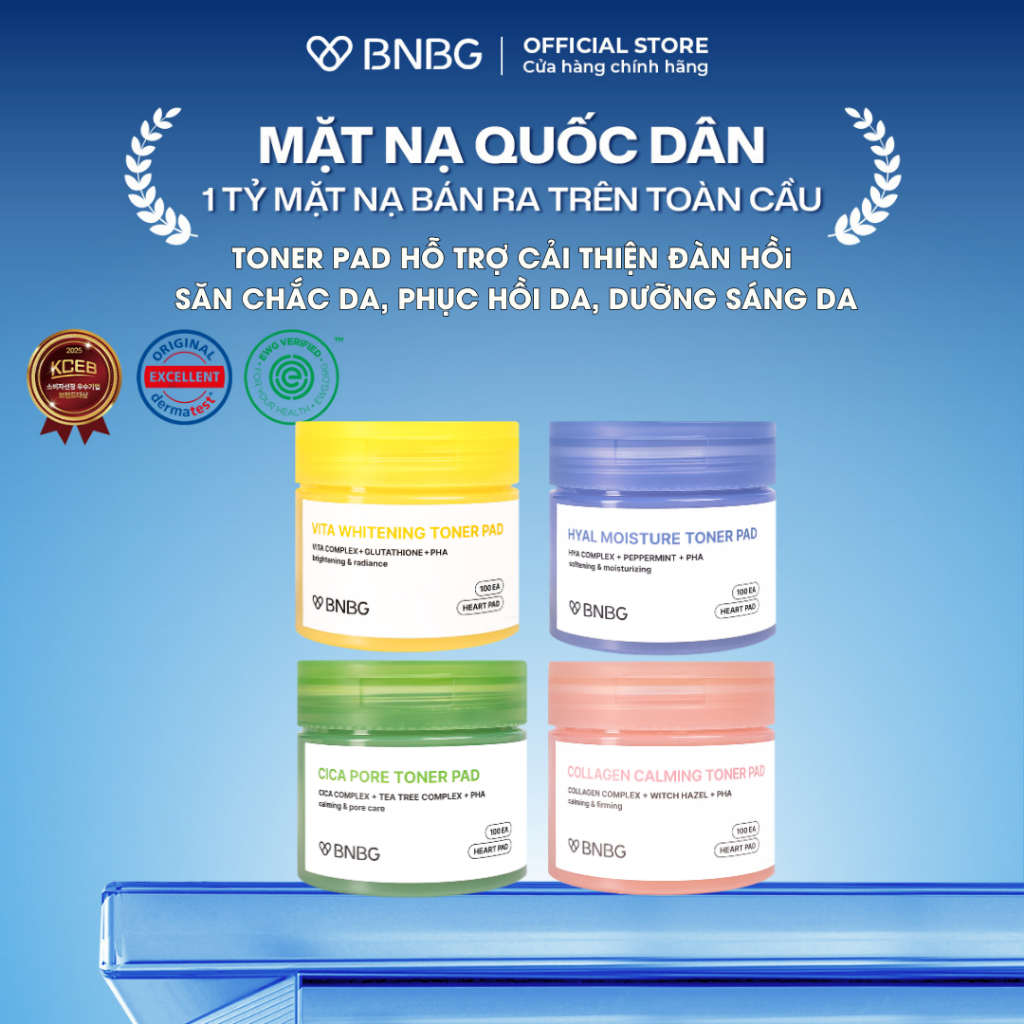 (KOL) Toner Pad BNBG Hỗ Trợ Làm Dịu, Cấp Ẩm, Dưỡng Sáng, Cải Thiện Đàn Hồi và Săn Chắc Da 140ml