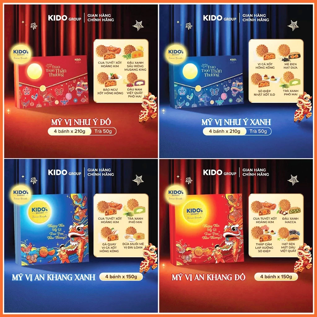 [HỎA TỐC HCM] Hộp 4 bánh trung thu KIDO cao cấp sang trọng, làm quà tặng doanh nghiệp, bạn bè