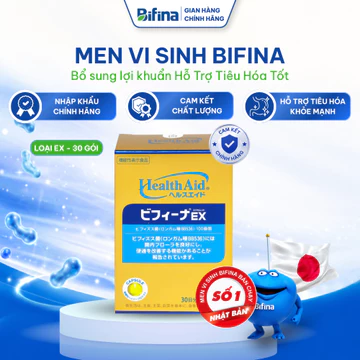 Men Vi Sinh Bifina EX Nhật Hộp 30 Gói Bổ Sung 10Tỷ Lợi Khuẩn Dành cho người hội chứng ruột kích thích, viêm đại tràng
