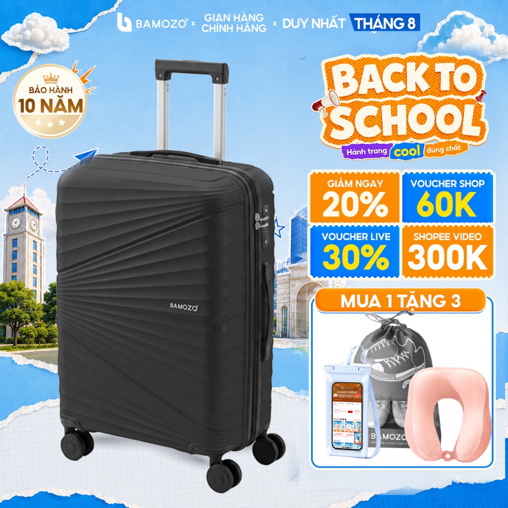 [ New Arrival ] Vali Du Lịch IRIS BAMOZO Vali Kéo Chất Liệu Nhựa PP Bền Đẹp – Bảo Hành 10 Năm_IRIS