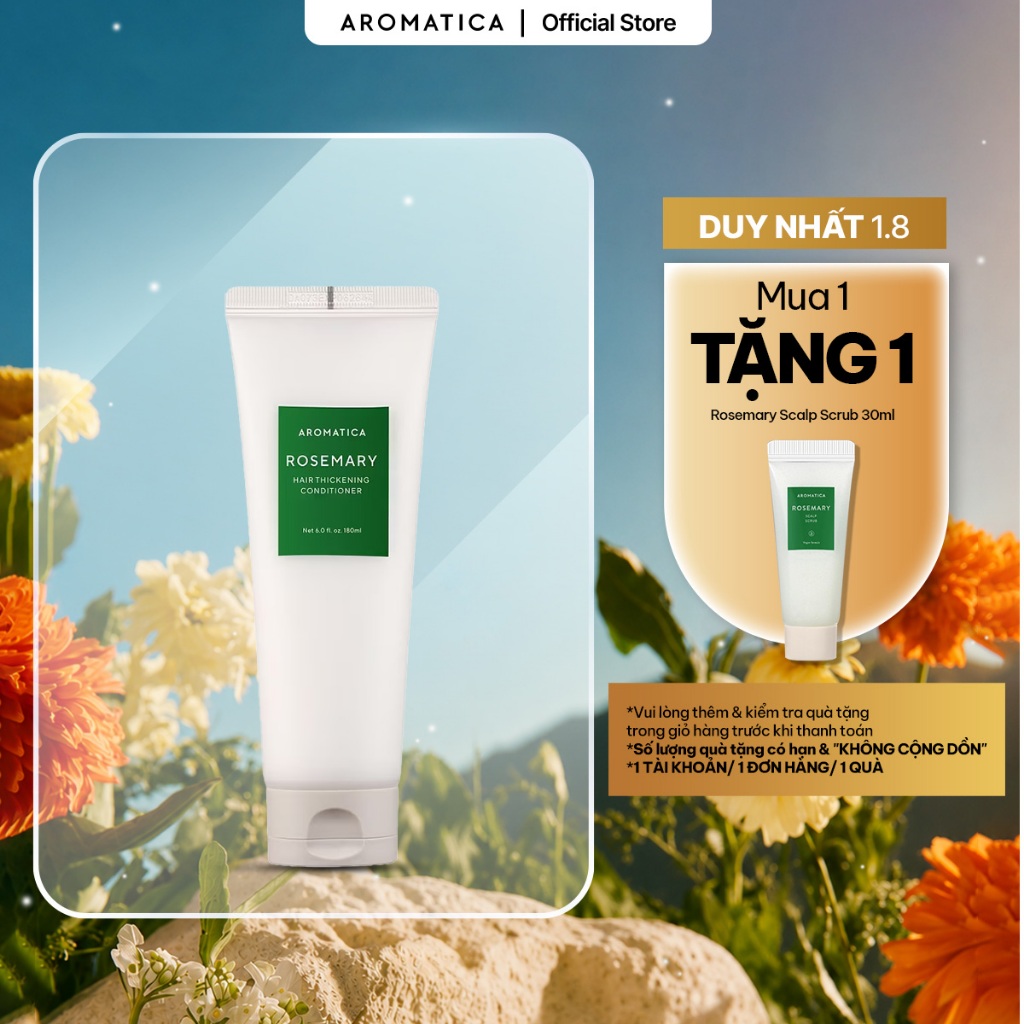 Dầu Xả Ngăn Rụng Tóc AROMATICA Rosemary Hair Thickening Conditioner 180ml