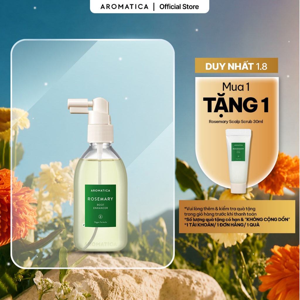 Xịt Dưỡng Chân Tóc Hương Thảo AROMATICA Rosemary Root Enhancer 100ml