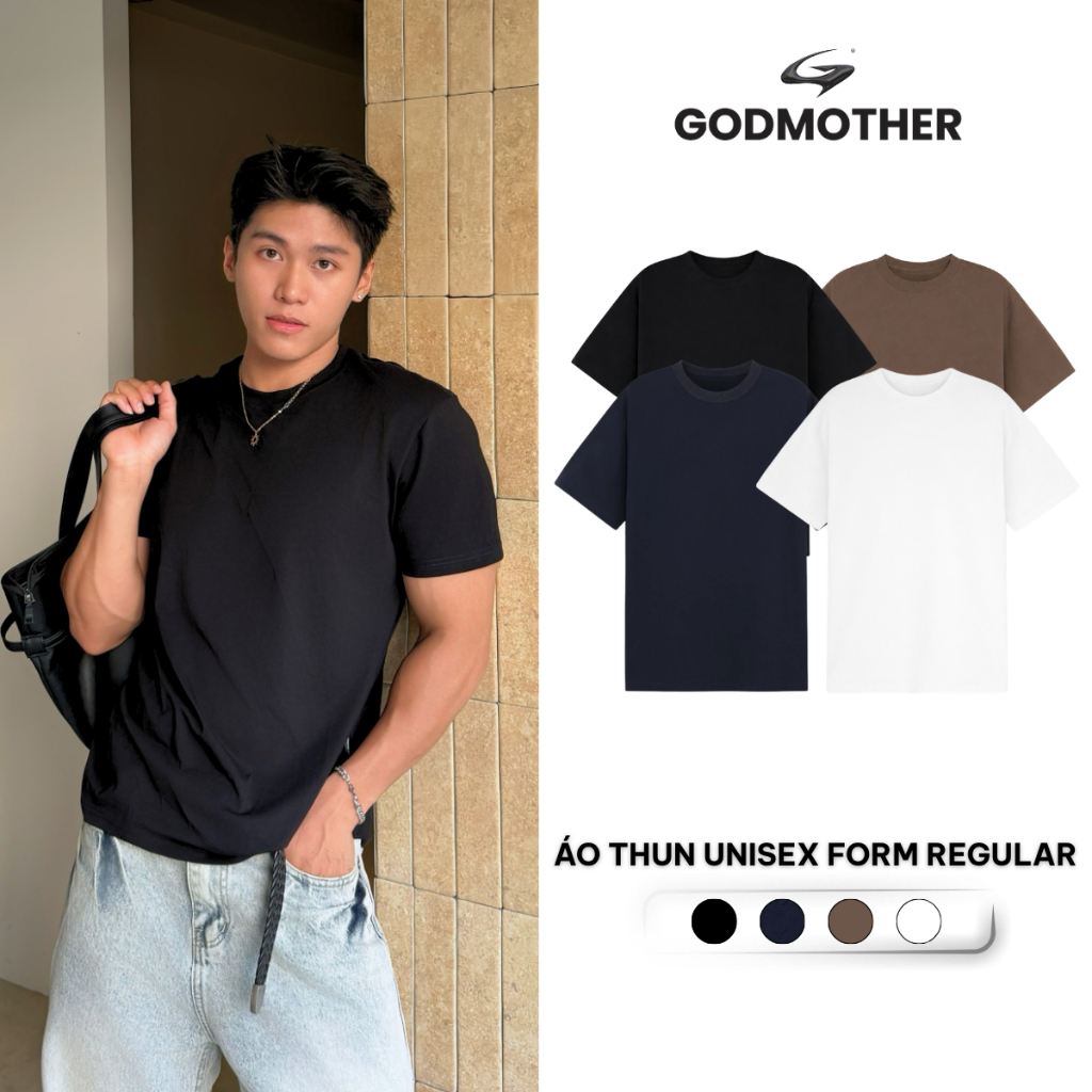 [BẢN CẢI TIẾN] Áo Thun Unisex Form Regular GODMOTHER Áo Phông Cổ Tròn Chất Liệu Cotton Phong Cách Basic Thoáng Mát