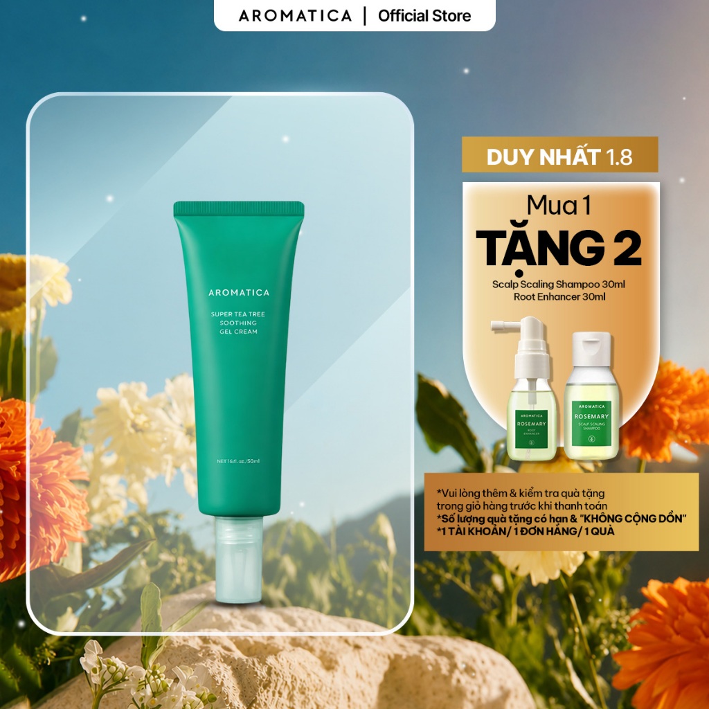Gel Dưỡng Ẩm Dịu Nhẹ Aromatica Super Tea Tree Soothing Gel Cream 50ml