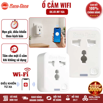 Ổ Cắm Thông Minh 16A - Ổ Cắm Wifi Rạng Đông 3500W - Chức Năng Hẹn Giờ, Điều Khiển Từ Xa - Bảo Hành 1 Năm