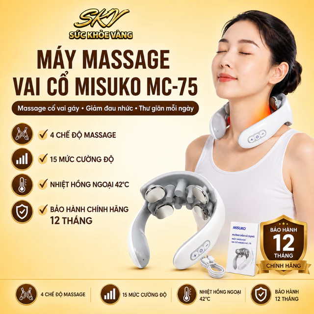 MÁY MASSAGE VAI CỔ MISUKO MC-75, Máy massage cổ chính hãng, massage cổ vai gáy