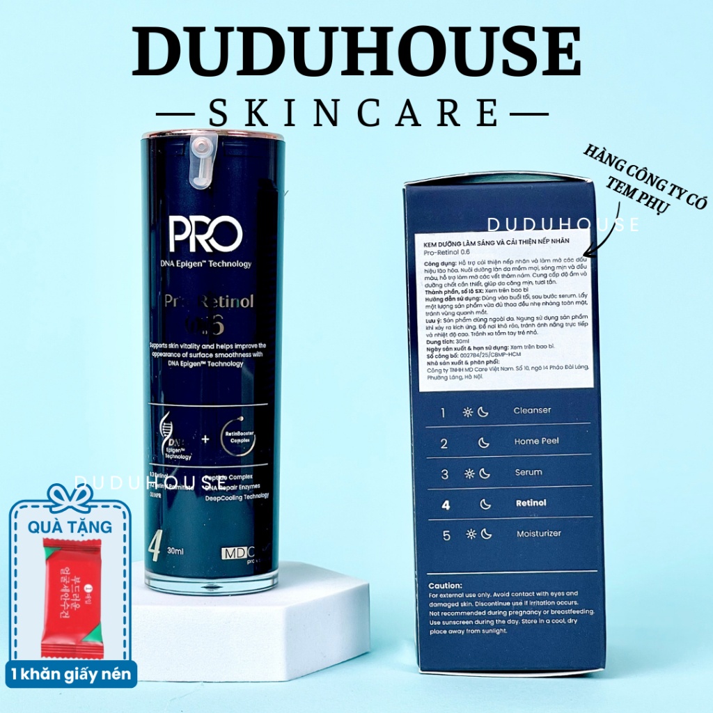 [HÀNG CÔNG TY] Kem Dưỡng MD CARE PRO-RETINOL 0.6% - 1% Làm Sáng Và Cải Thiện Nếp Nhăn Duduhouse | BigBuy360 - bigbuy360.vn