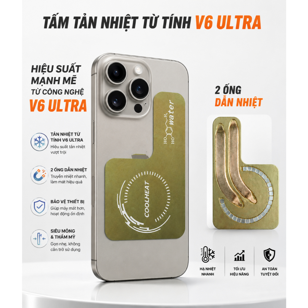 Tấm đồng tản nhiệt từ tính chữ L 2 lõi ống chất lỏng dẫn nhiệt hiệu suất cao V6 Ultra dùng cho quạt sò lạnh tản nhiệt | BigBuy360 - bigbuy360.vn