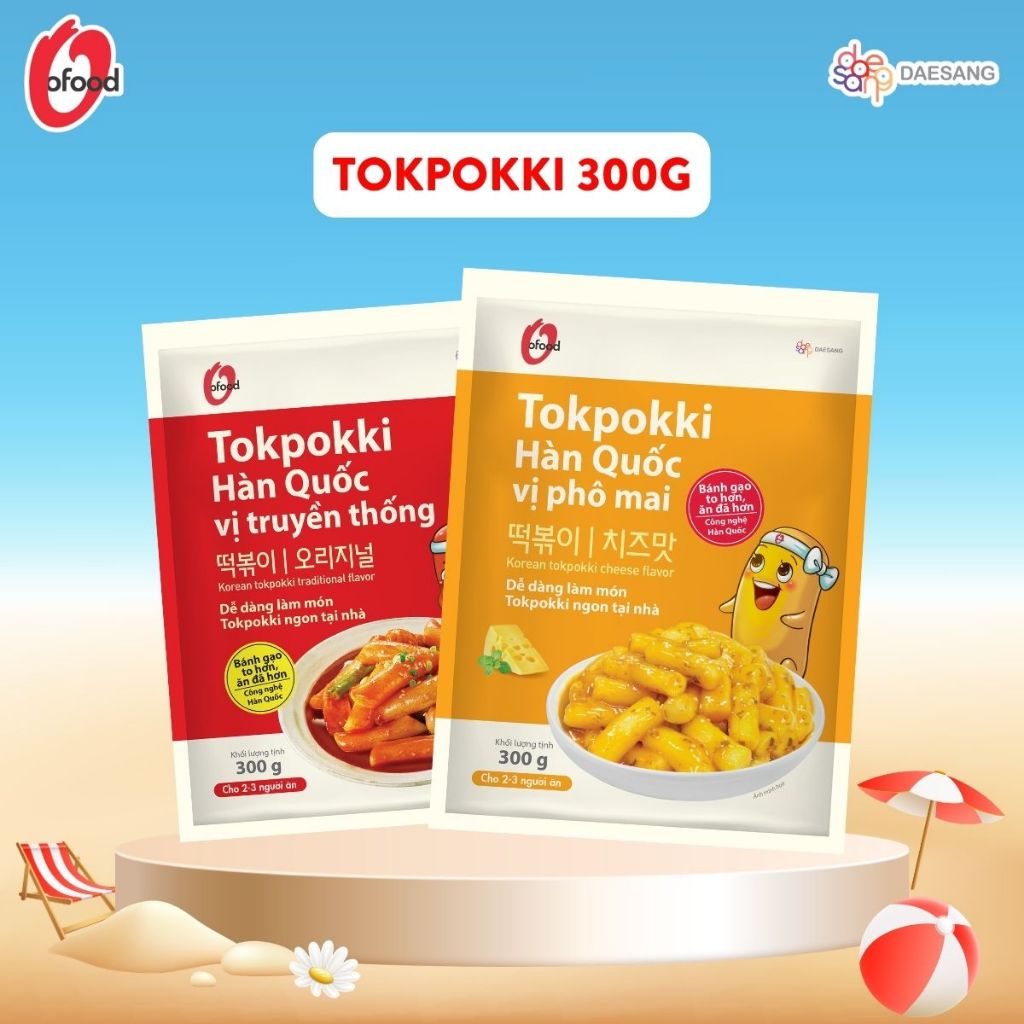 [O’FOOD VN] TOKBOKKI HÀN QUỐC O’FOOD 300G – BÁNH GẠO HÀN QUỐC, 2 VỊ, DẺO DAI, THƠM NGON