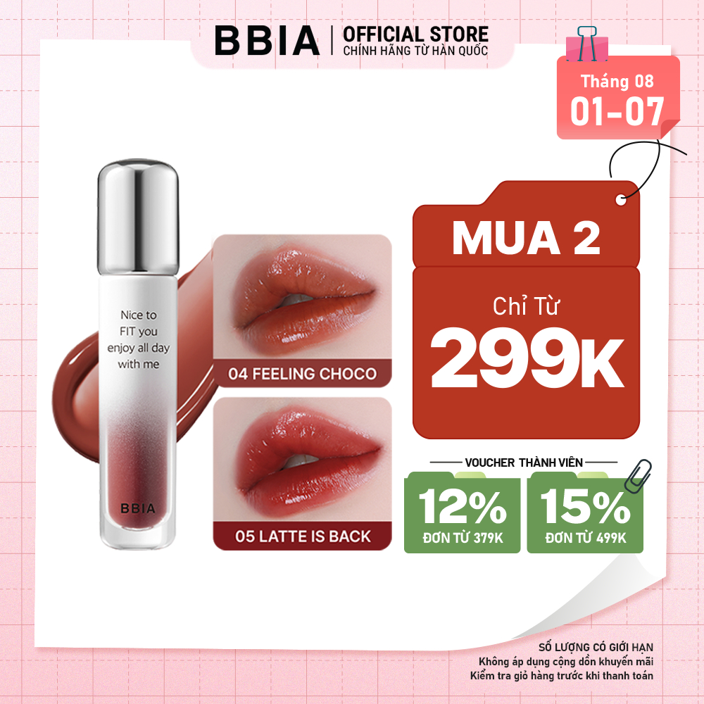 Son tint bóng lâu trôi, bền màu BBIA Water Fit Tint 4g