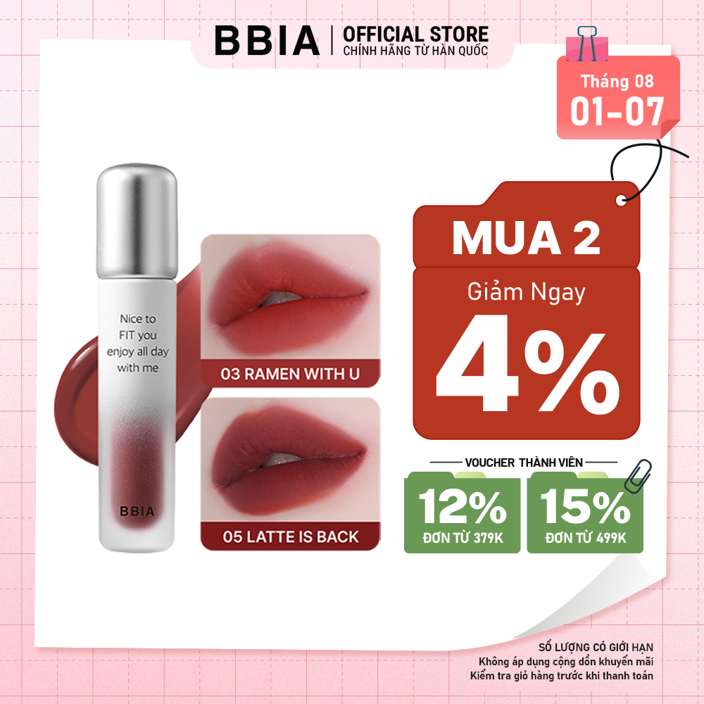 Son tint lì lâu trôi, bền màu BBIA Air Fit Tint 4g
