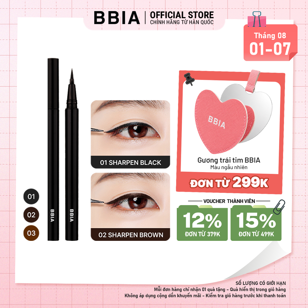 Kẻ mắt nước đều màu, chống nước, dễ tẩy trang BBIA Last Pen Eyeliner 0.6g