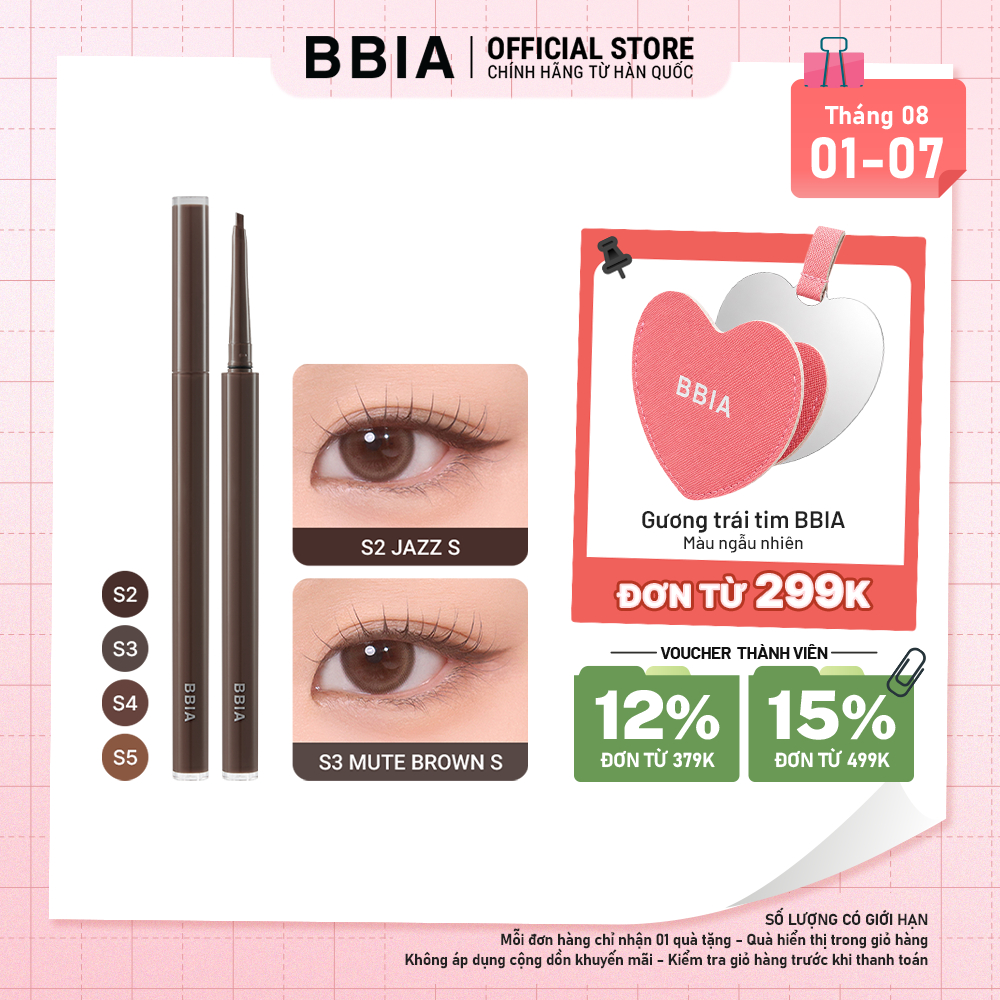 Chì Kẻ Mắt Bbia Last Auto Gel Eyeliner Slim (5 màu) 0.1g Bbia Official Store