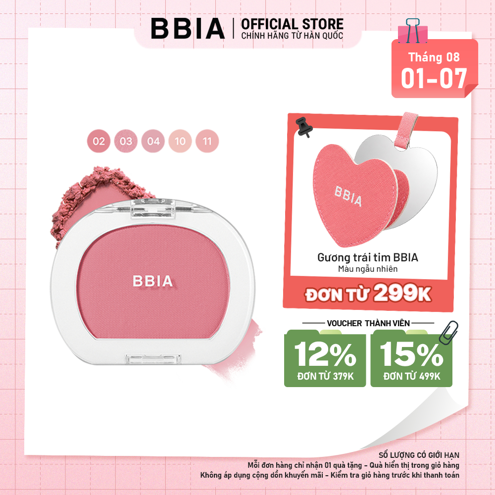 Phấn má hồng mịn lì, đa năng BBIA Last Blush 4g