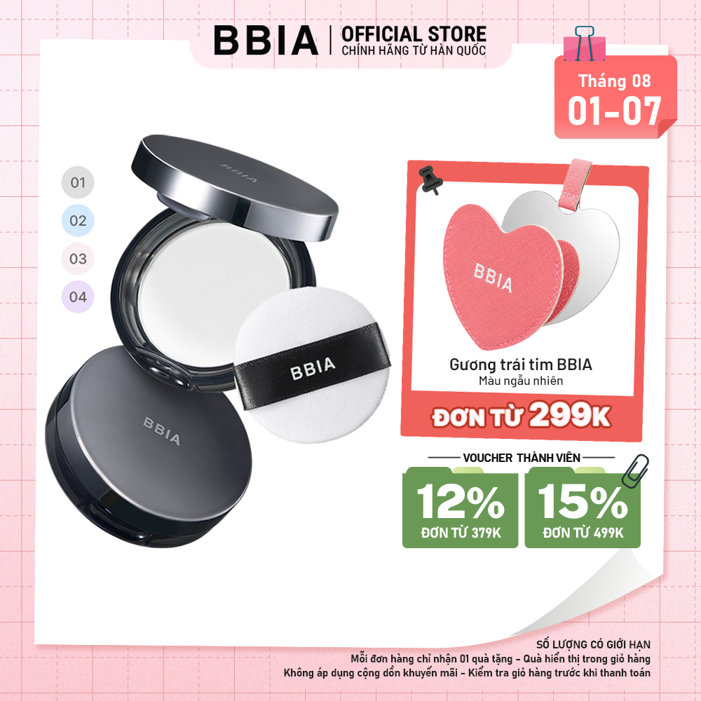 Phấn phủ hiệu chỉnh sắc da, làm mờ lỗ chân lông BBIA Eau Powder Pact 9g