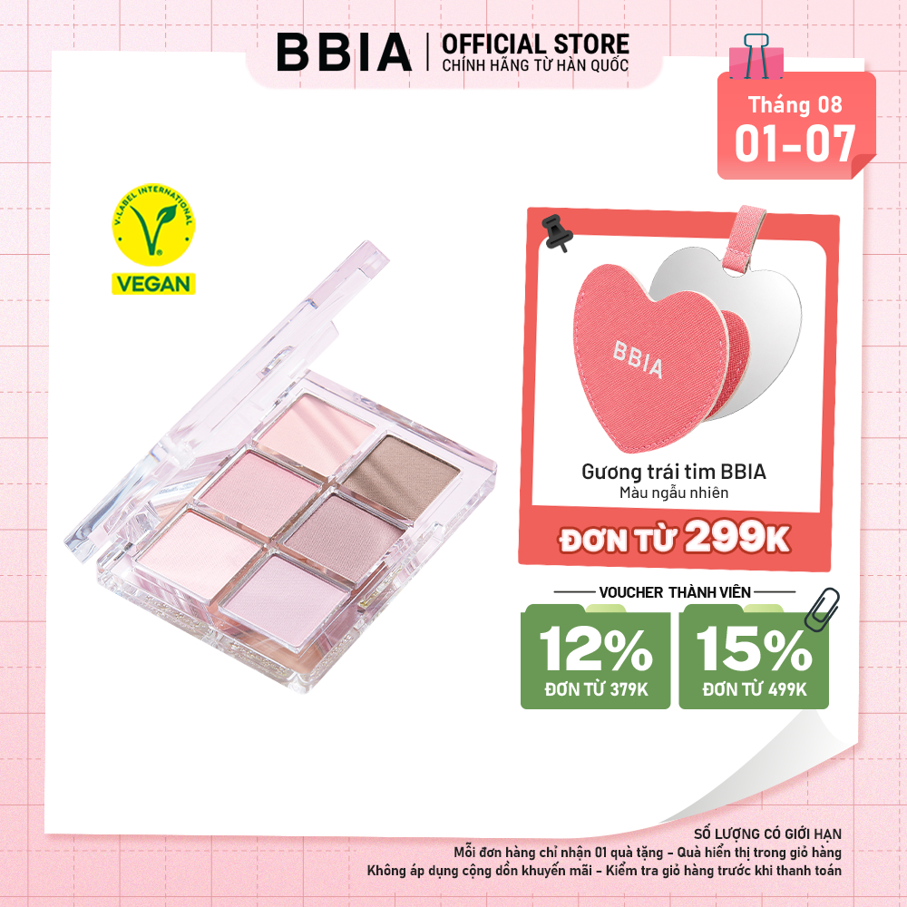Bảng Phấn Mắt 6 ô dễ tán và bám màu tốt BBIA Ready To Wear Eye Palette 5g