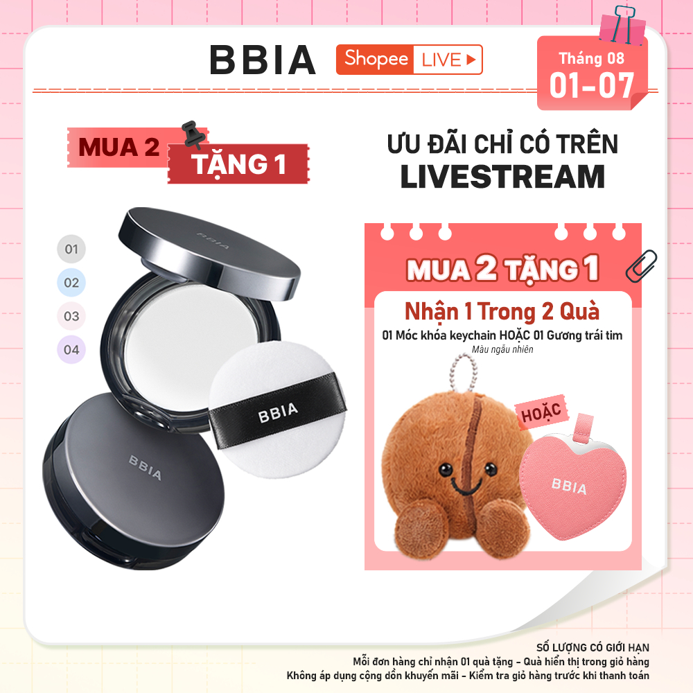 Phấn phủ hiệu chỉnh sắc da, làm mờ lỗ chân lông BBIA Eau Powder Pact 9g