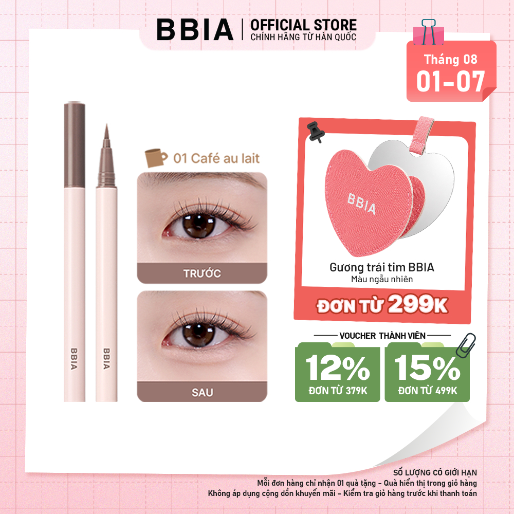 Bút kẻ bọng mắt siêu mỏng, không lem trôi BBIA Last Contour Pen Eyeliner 0.6g