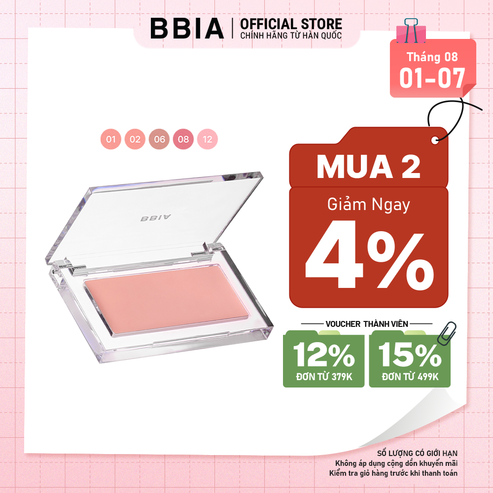 Má hồng kem mỏng nhẹ, bền màu BBIA Ready To Wear Downy Cheek 3.5g