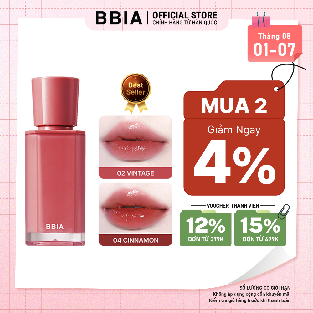 Son tint bóng căng mọng, trong trẻo BBIA Glow Tint