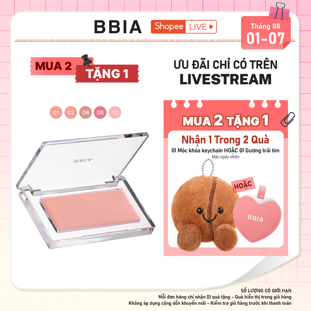Má hồng kem mỏng nhẹ, bền màu BBIA Ready To Wear Downy Cheek 3.5g