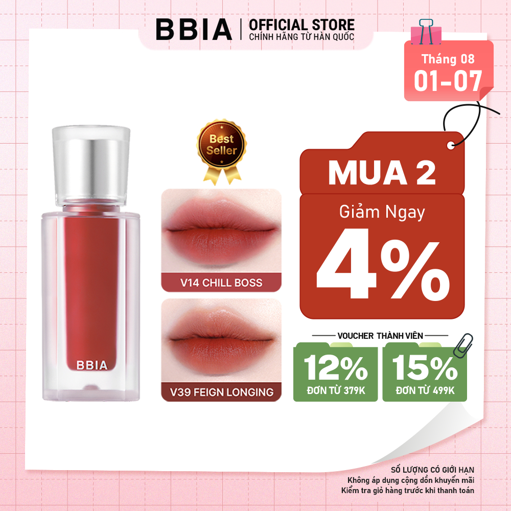 Son kem nhung thuần chay, nhẹ môi BBIA Last Velvet Tint V Edition 5g