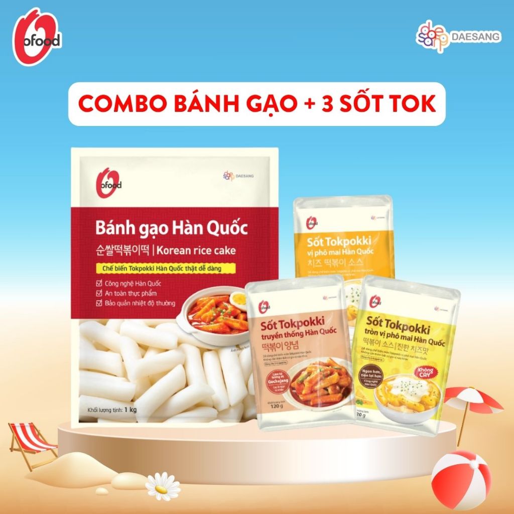 [O’FOOD] COMBO BÁNH GẠO 1KG VÀ 3 GÓI SỐT TOKPOKKI 120G