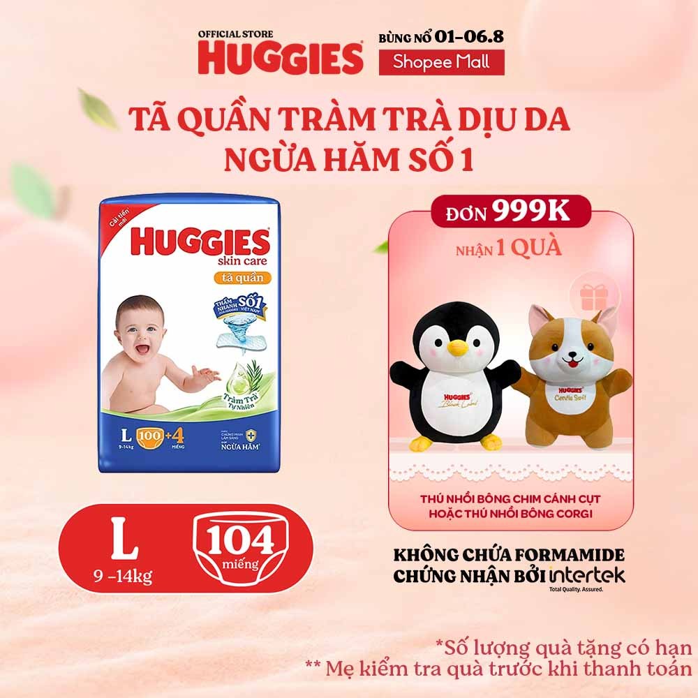 Tã quần Huggies Skincare Mega Jumbo M102+4/L100+4/XL84+4/XXL76+4