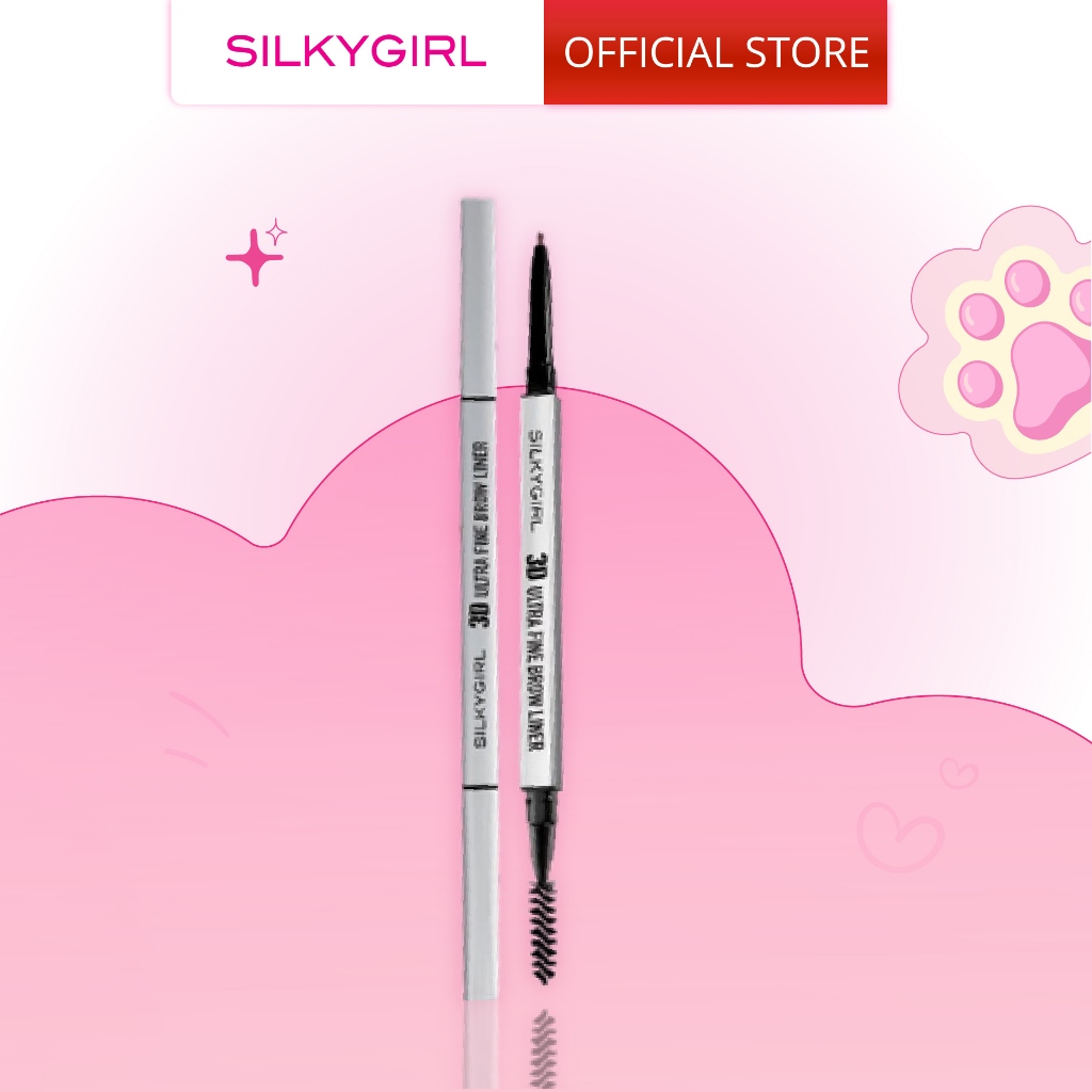 Chì Kẻ Mày 2 Đầu Silkygirl 3D Ultra Fine Brown Liner 0.1g .#02 Mocha Brown