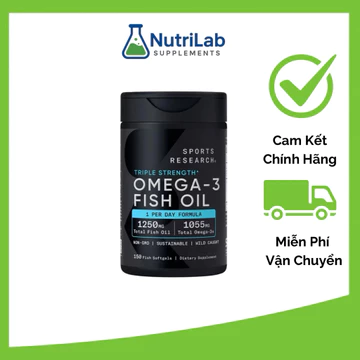 Sports Research Triple Strength Omega-3 Fish Oil 1250mg – 1055mg Omega-3 – 150 viên