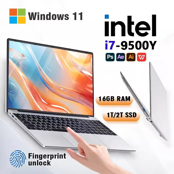 Laptop 15.6 inch Intel Core i7‑9500Y Windows 11, Mở khóa vân tay, RAM 16GB SSD 1TB, Dùng văn phòng và chơi game