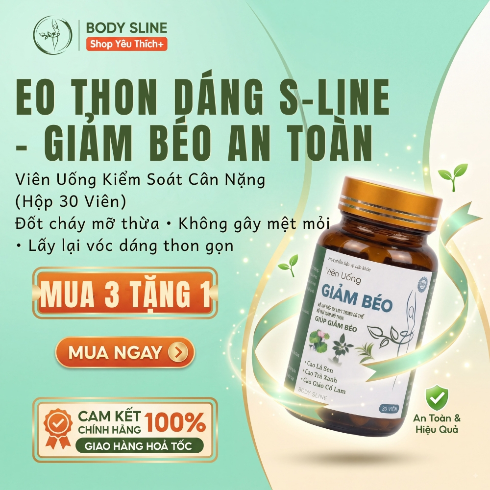 Viên uống giảm cân Giảm Béo Chính hãng Hộp 30 viên, Hỗ trợ kiểm soát cân nặng an toàn hiệu quả giảm mỡ bụng, đùi, tay
