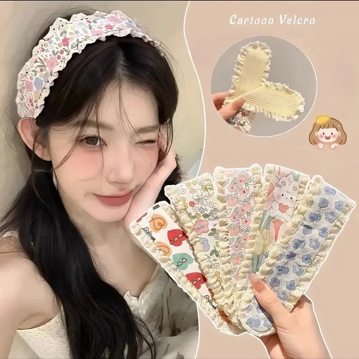 3 cái Dệt Kim Thêu Băng Đô Velcro Nổ Tóc Gãy Hoàn Thiện Băng Đô Phụ Kiện Tóc