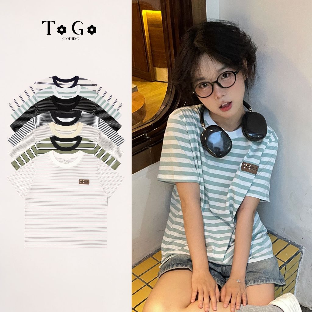 Áo Thun Nữ Sọc Ngang Hàn Quốc Cổ Tròn Tay Ngắn – Form Vừa Tôn Dáng, Chất Cotton, Vải Mỏng Mát Mịn | BigBuy360 - bigbuy360.vn