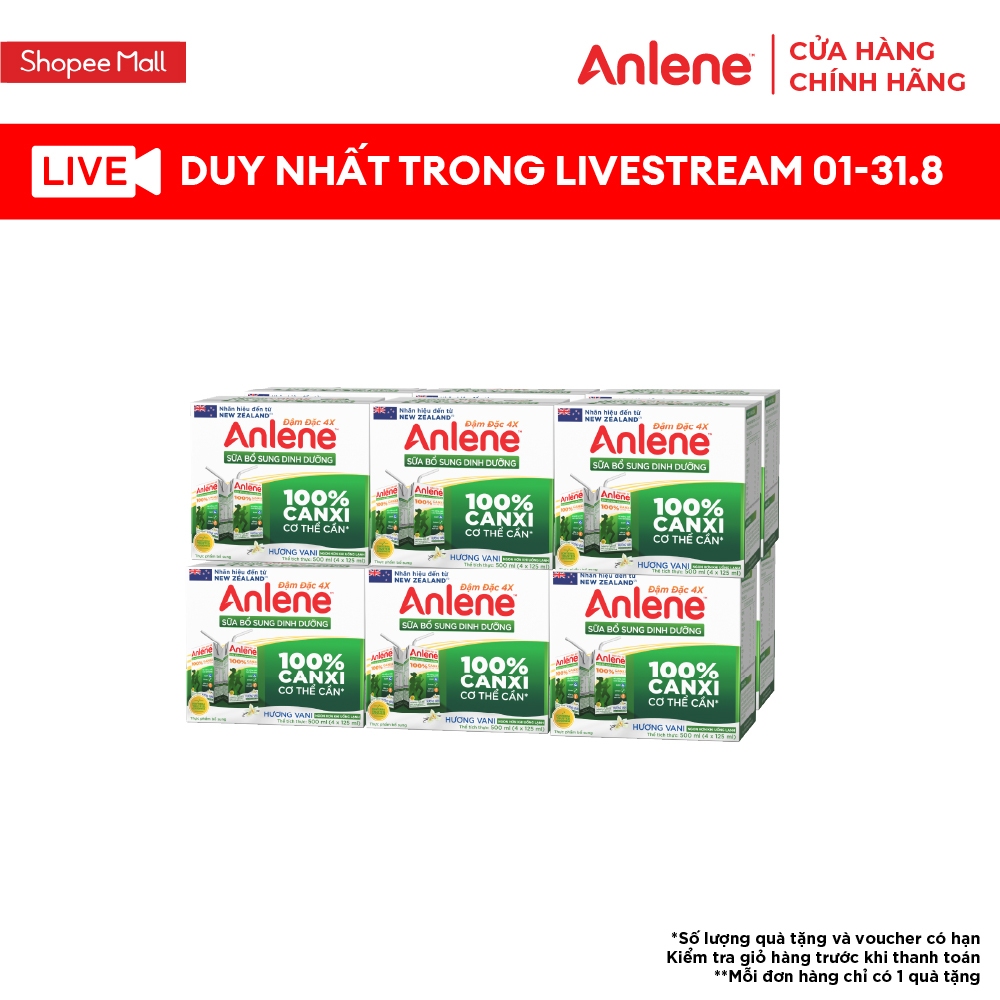 [KOL] Thùng 48 hộp sữa nước Anlene hương Vani đậm đặc 110ml