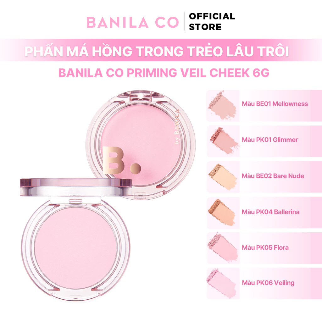 Phấn má hồng trong trẻo lâu trôi BANILA CO PRIMING VEIL CHEEK 6g (6 màu)