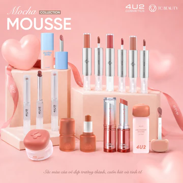 Son 4U2 Cosmetics Thái Lan Tone Mocha Mousse Pantone Trendy, Son Môi Thuần Chay Màu Nâu Mocha Sang Trọng