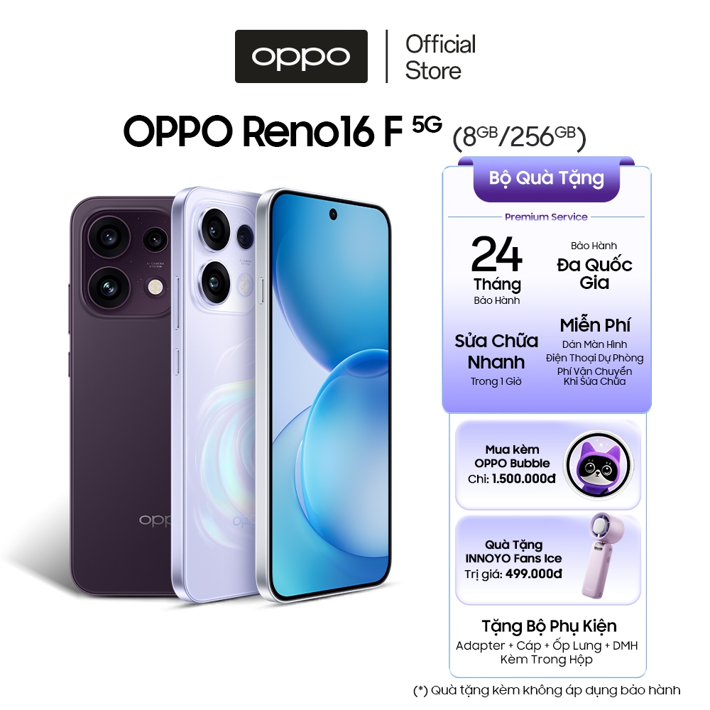 Điện thoại OPPO Reno16F 5G 8GB/256GB – Hàng chính hãng