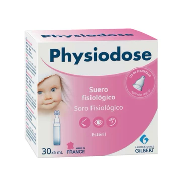 Nước muối sinh lý Physiodose hồng Pháp - Hộp 30 ống, vệ sinh mũi mắt cho bé