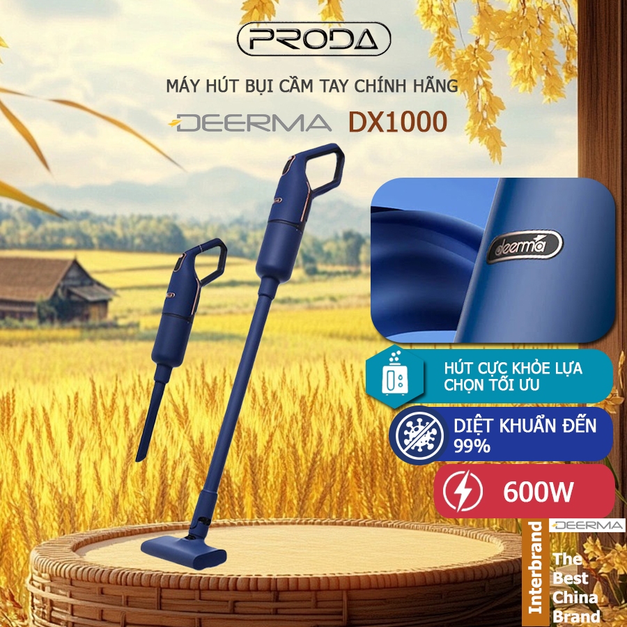 [Đời mới nhất] Máy hút bụi Deerma DX1000 Pro lực hút cực khỏe 16Pa 600W hút bụi sạch, tiếng ồn thấp, thiết kế đẳng cấp