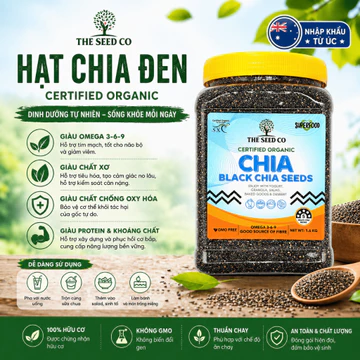 [NHẬP ÚC] Hạt Chia Hữu Cơ The Seed Co Certified Organic Chia Seeds Hạt To, Không Tạp Chất, Canxi & Omega-3 - Hộp 1600g