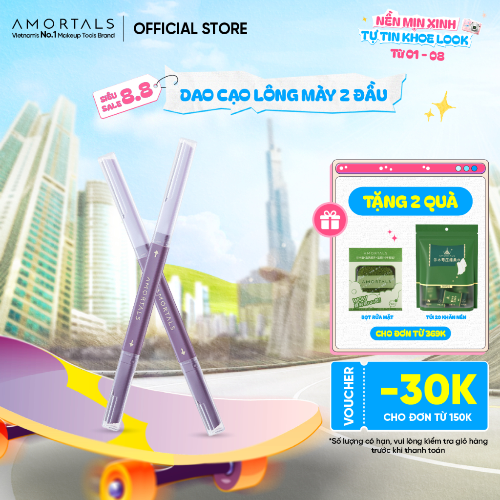 Dao Cạo Lông Mày 2 Đầu AMORTALS, Không Gây Trầy Xước, Dễ Thao Tác