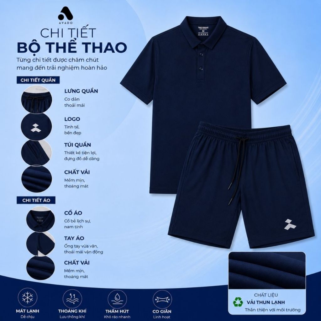 Bộ thể thao nam trung niên Thái Khang chất liệu vải thun lạnh thoáng mát co giãn năng động BO1