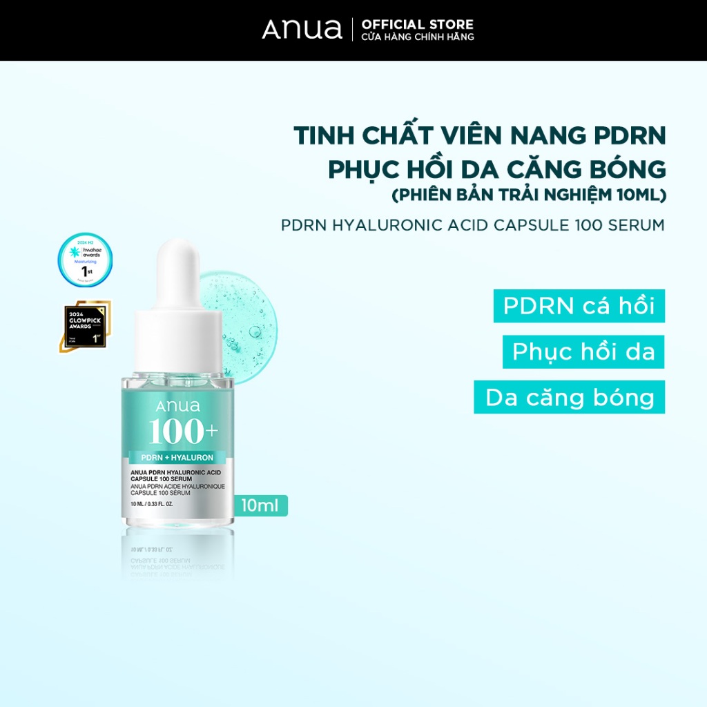 [Mini-size] Tinh Chất PDRN Phục Hồi Da Căng Bóng 10ml - ANUA PDRN HYALURONIC ACID CAPSULE 100 SERUM [12/2027]
