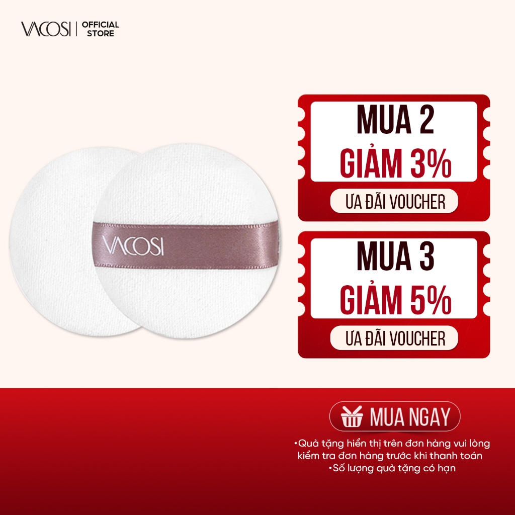 Bông Phấn Cotton Nhỏ VACOSI SMALL WHITE ROUND PUFF - BP19
